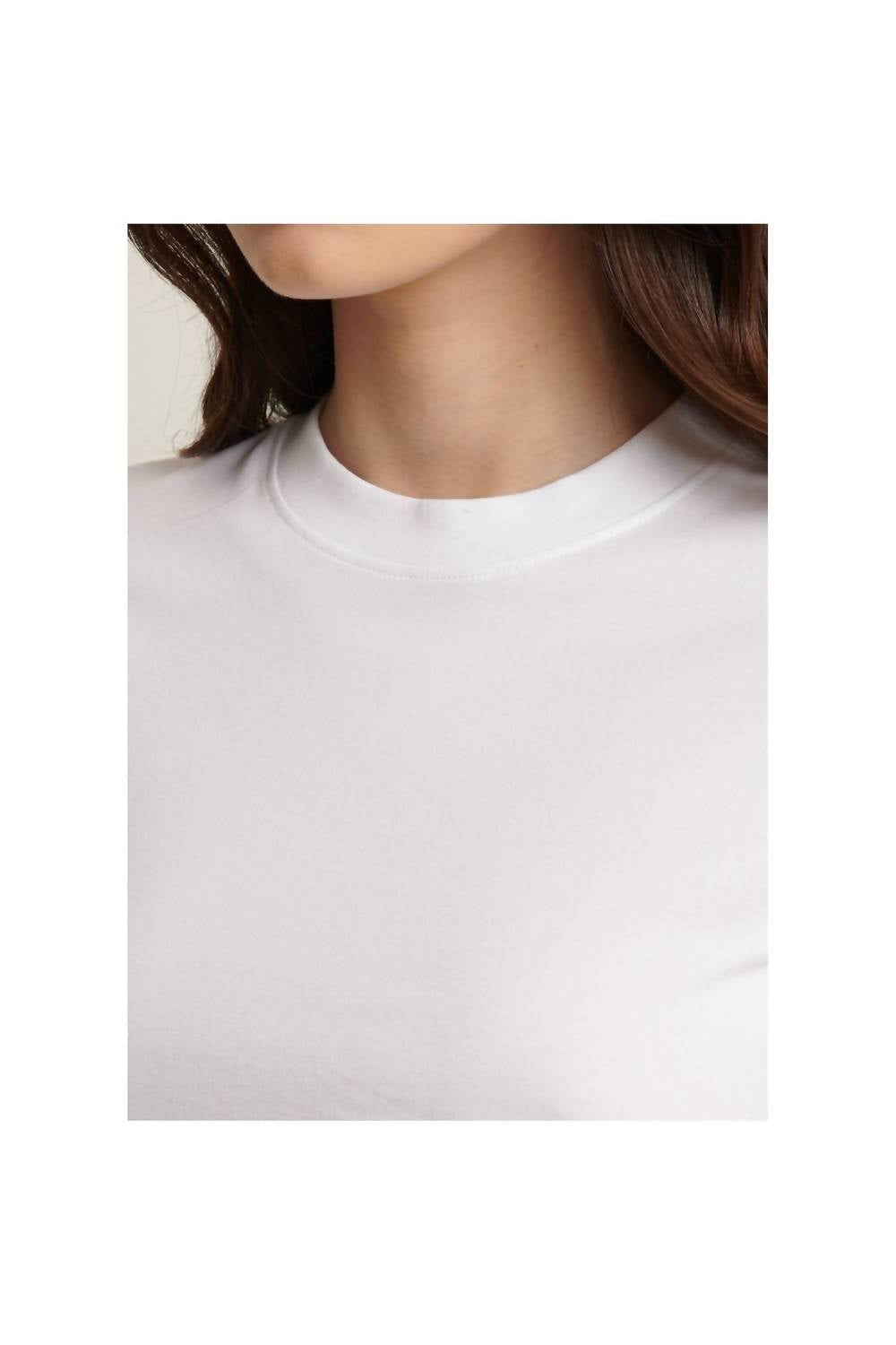 Patrick Assaraf Pima Stretch Short Sleeve Baby Tee in white - women's t-shirt - view 4