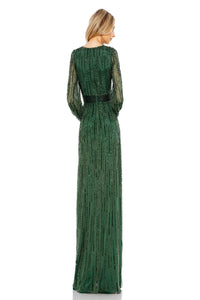 MAC DUGGAL Stunning Long Sequin Evening Dress in dark green - women's dress - alternate view