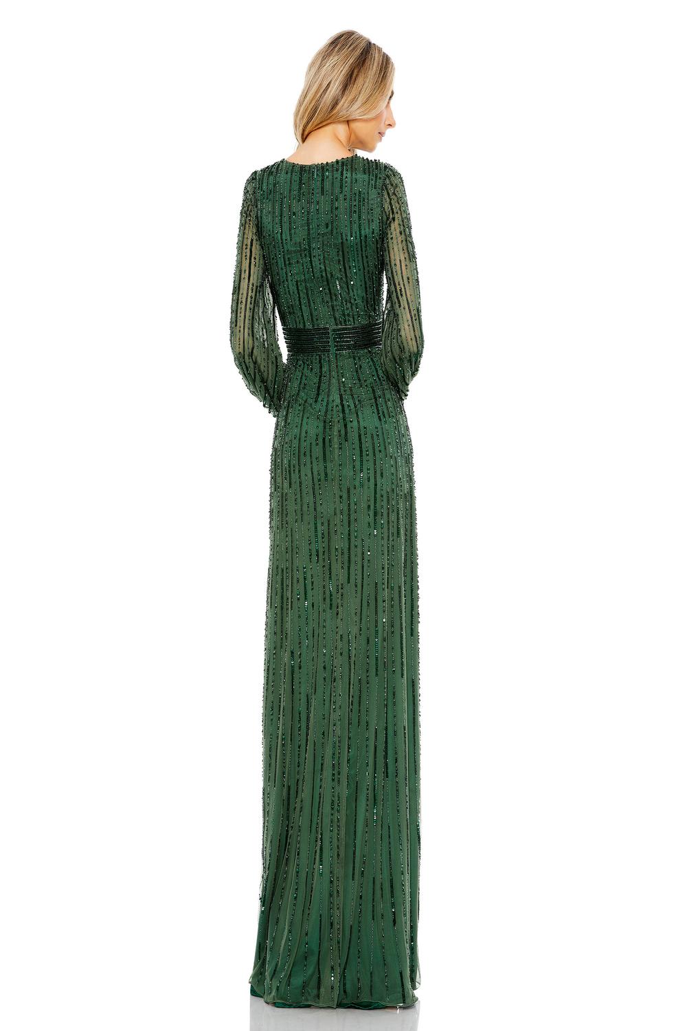 MAC DUGGAL Stunning Long Sequin Evening Dress in dark green - women's dress - alternate view