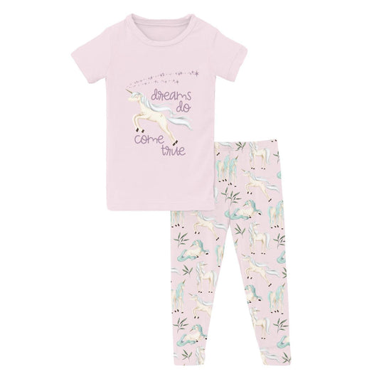 Kickee - Baby Girl's Short Sleeve Graphic Tee Pajama Set