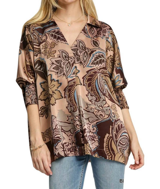 Umgee - Paisley Print Collared Top