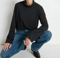 Nation LTD Neo Turtleneck Top in jet black - women's long sleeve top - view 4