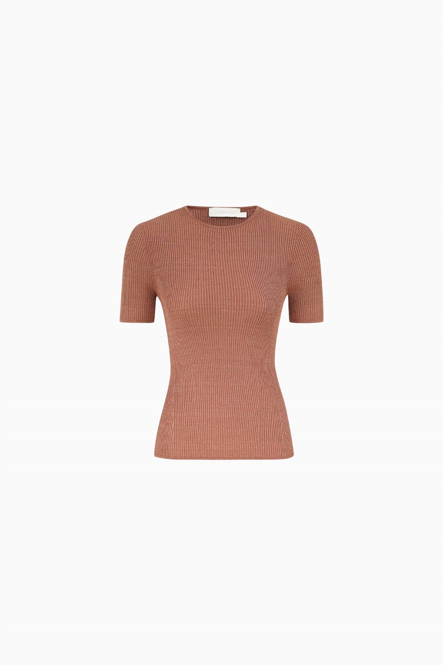 Zimmermann Wanderlust Metallic Tee in dusty rose - women's t-shirt - view 4