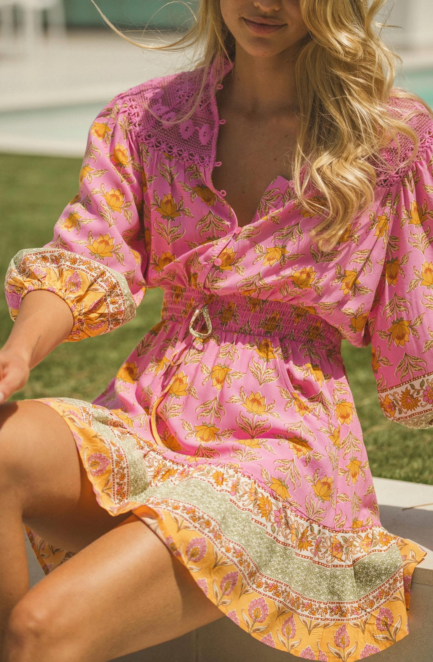 Jaase Charm Print Mini Dress in pink - women's dress - view 5