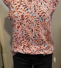 Democracy Leaf Print Tshirt in pink print - women's t-shirt