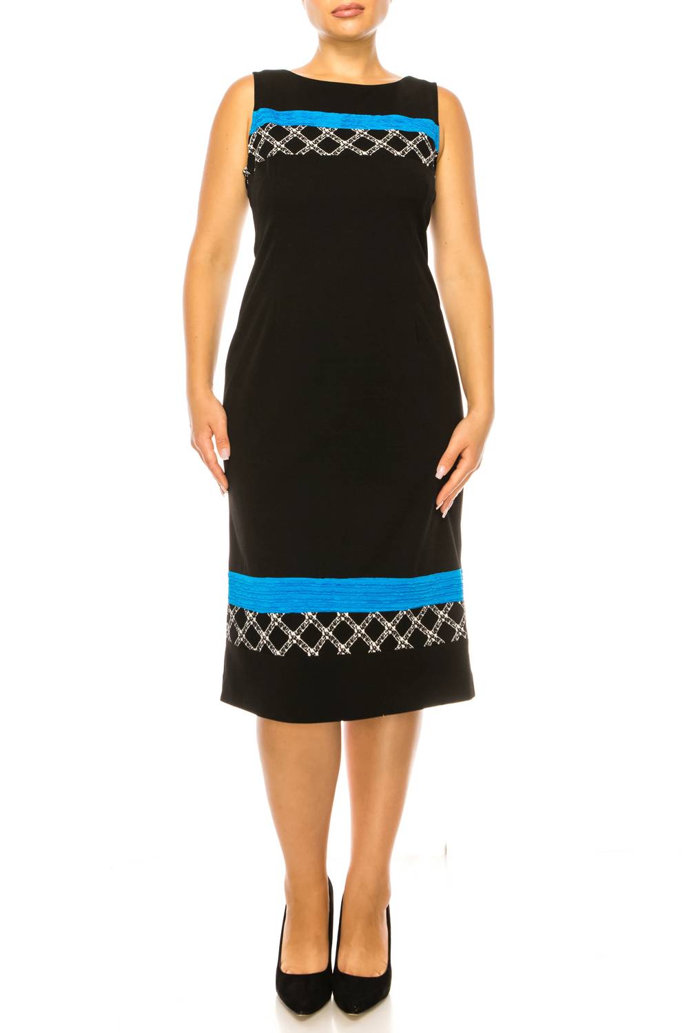 Maya Brooke - Contrast Pattern Cropped Jacket Dress