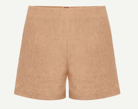 Le Kasha Women's Ezbet Linen Shorts in sand - women's shorts - detail view