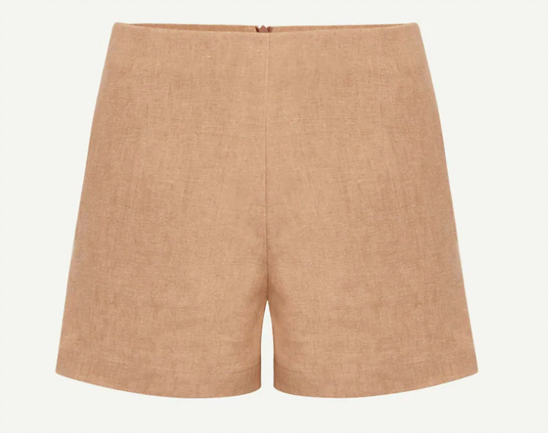 Le Kasha Women's Ezbet Linen Shorts in sand - women's shorts - detail view