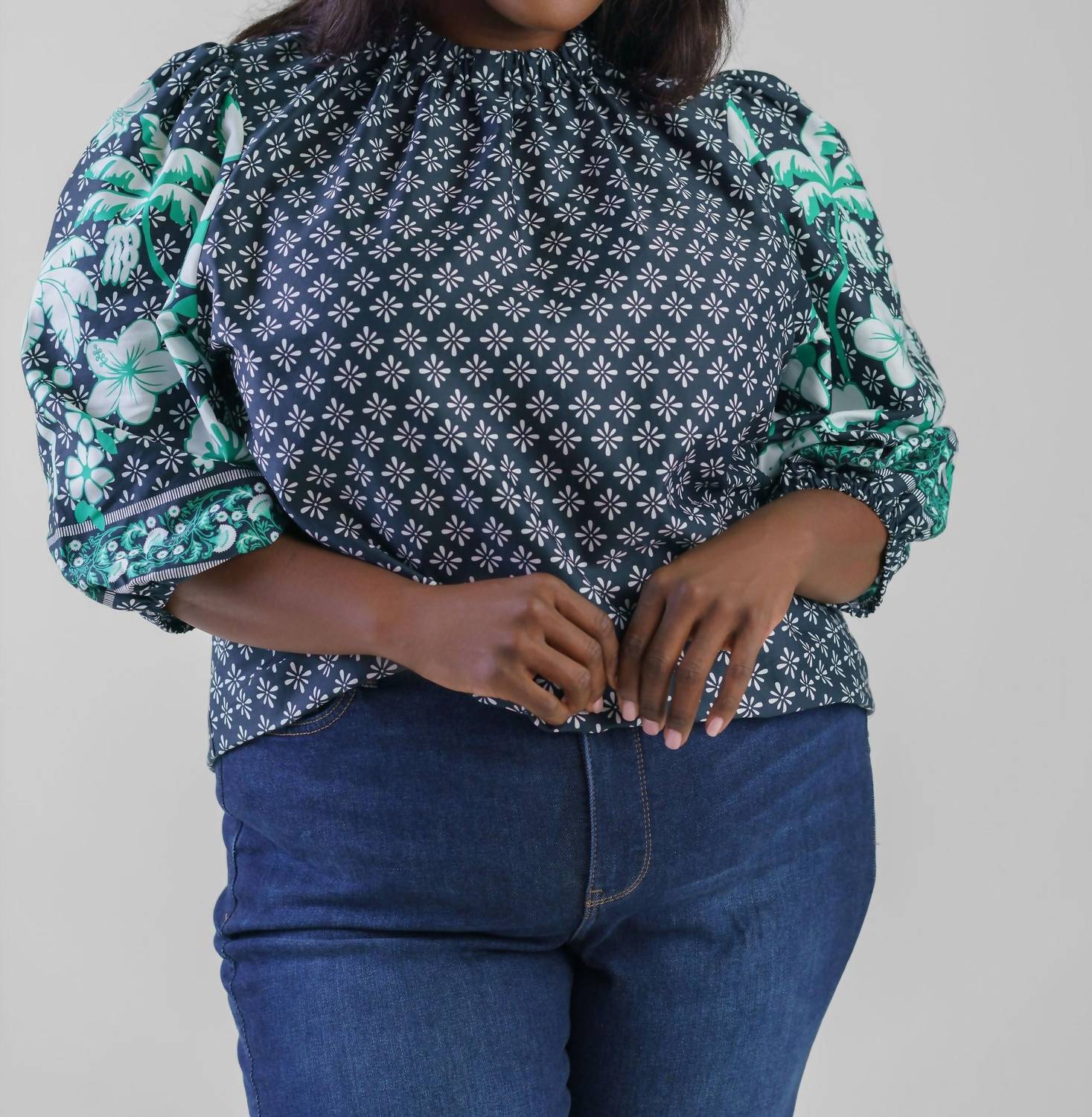 Emily Lovelock - Lilly Crew Neck 3/4 Sleeve Blouse - Plus