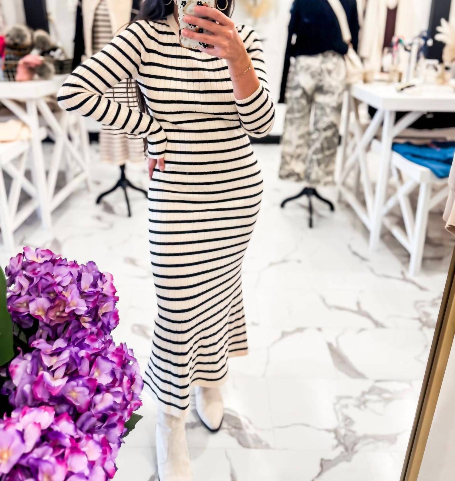 Hyfve - Women's Come And See Striped Sweater Dress