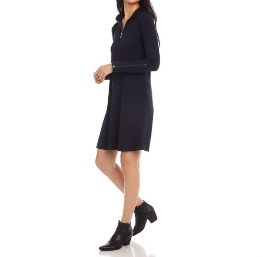 Karen Kane - Long Sleeve Quarter Zip Travel Dress