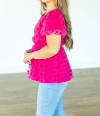 Southern Grace - Polka Dot Peplum Top