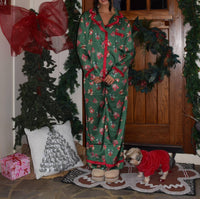 Act Pretty - Holiday Gift Print Satin Pajama Set
