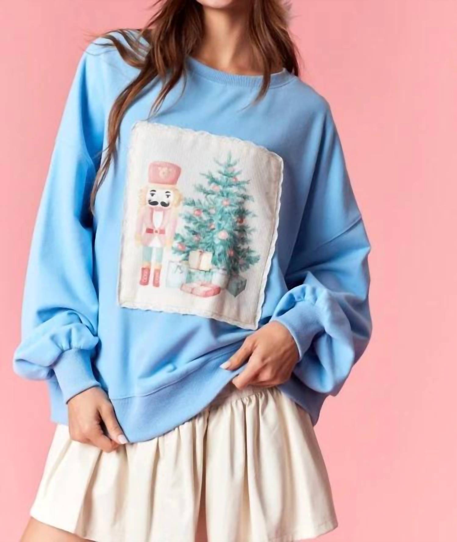 Peach Love - Corduroy Patch Sweatshirt