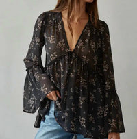 By Together - Woven Polyester Chiffon See Through Floral Blouse