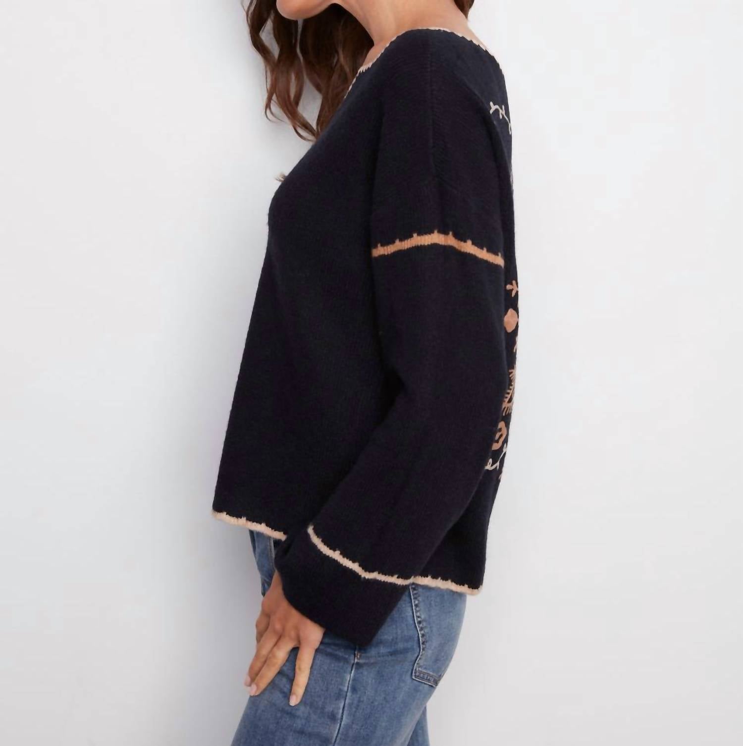 Charlie B - Embroidered Ribbed Sweater