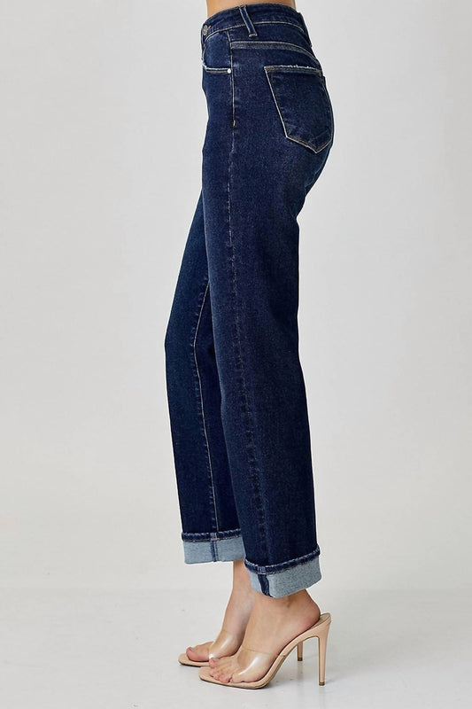Risen - High Rise Crossover Straight Leg Jeans