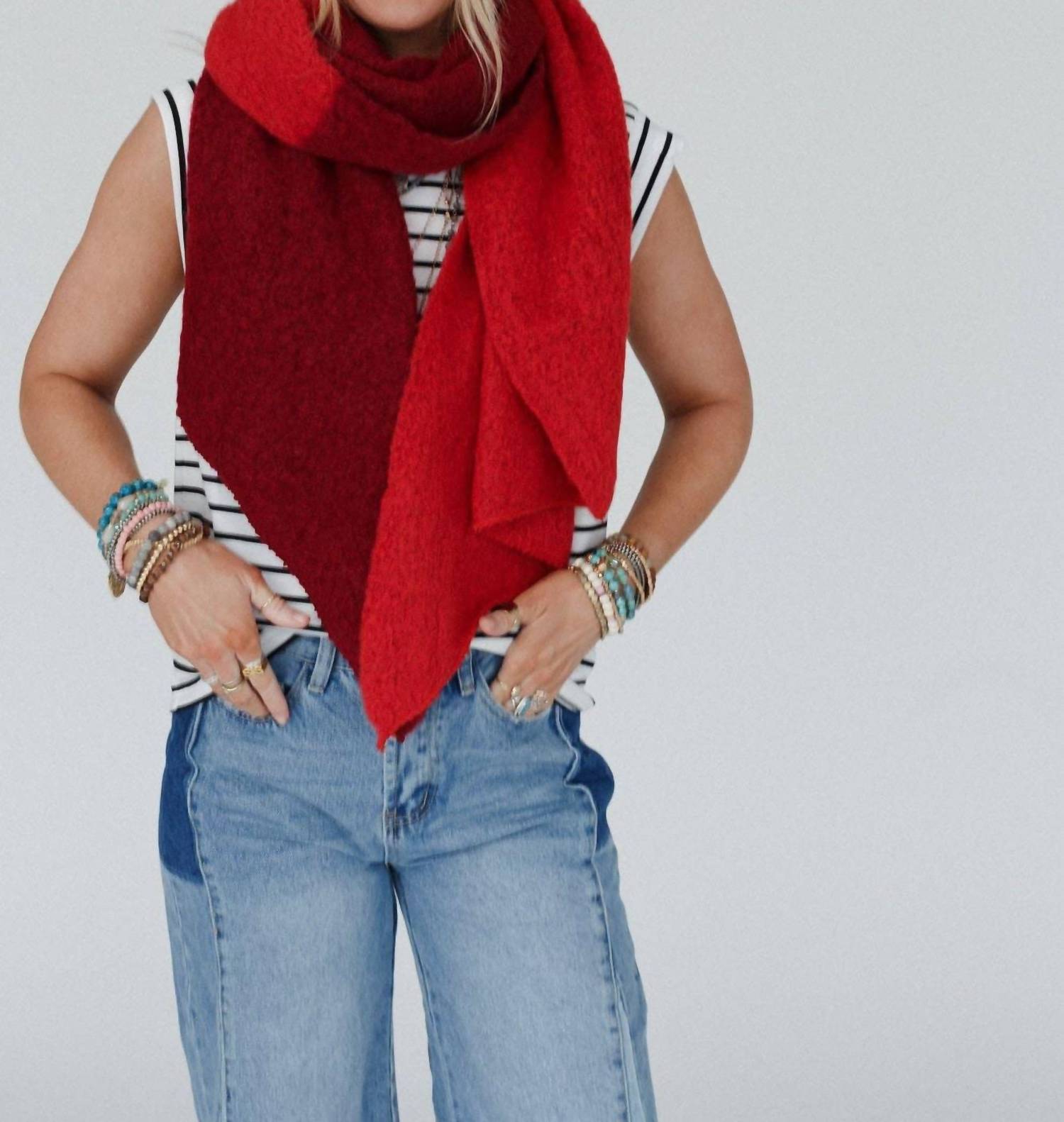 three bird nest Women's Cozy Scarf in sunset shades - women's scarf - detail view