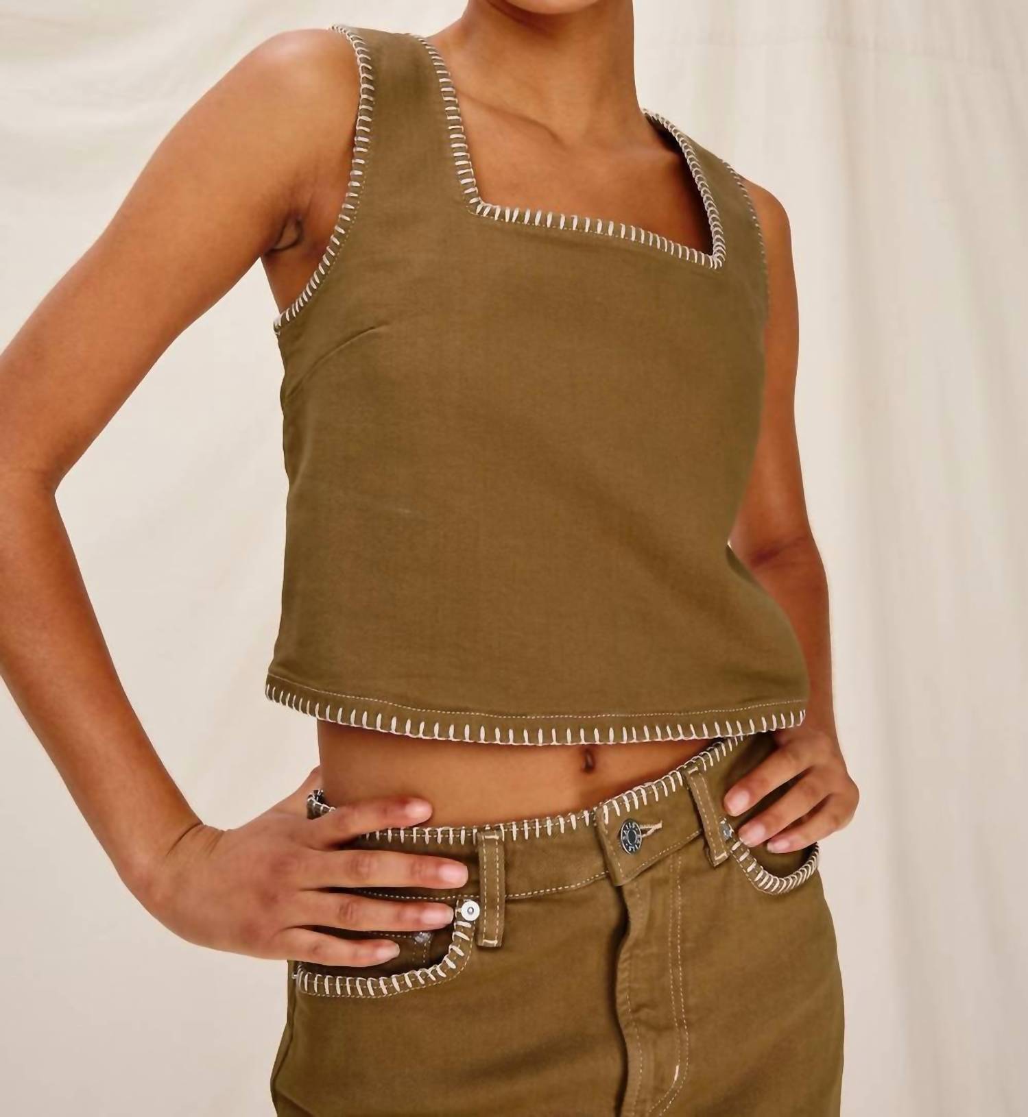 Rails - Carbon Cropped Boxy Tank Top