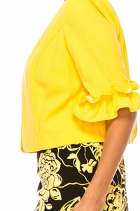 Maya Brooke - Floral Print Ruffled Jacket Dress 2-Piece Set