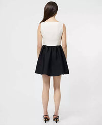 FRENCH CONNECTION Square Neck Sleeveless Mini Dress in porc crm blk - women's dress - view 5