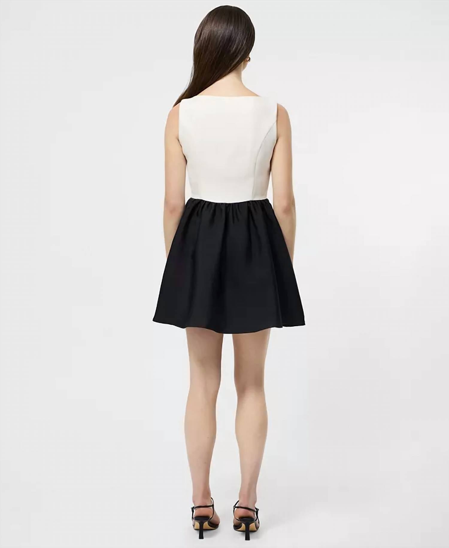 FRENCH CONNECTION Square Neck Sleeveless Mini Dress in porc crm blk - women's dress - view 5