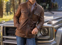Madison Creek Outfitters Frisco Leather Jacket in tobacco brown - men's jacket