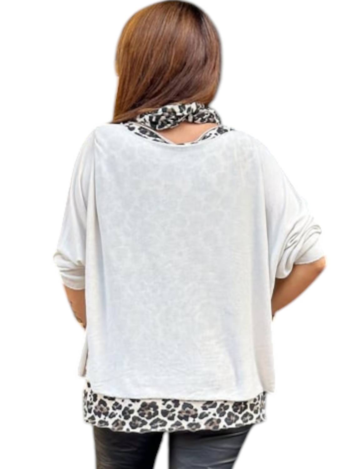 Venti6 - Leopard Layered Crochet Top