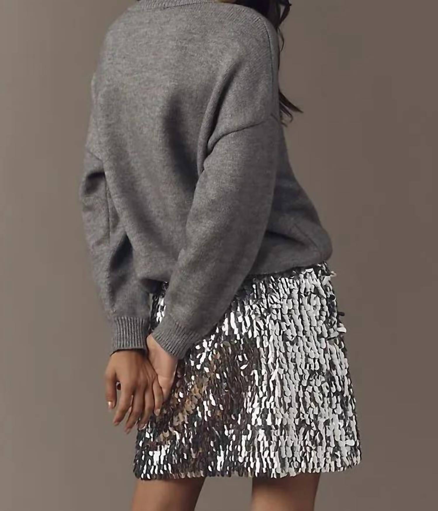 Mare Mare - Long-sleeve Knit Sequin Mini Dress