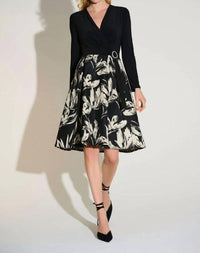 Joseph Ribkoff - Signature Silky Knit & Jacquard Floral Fit And Flare Mini Dress