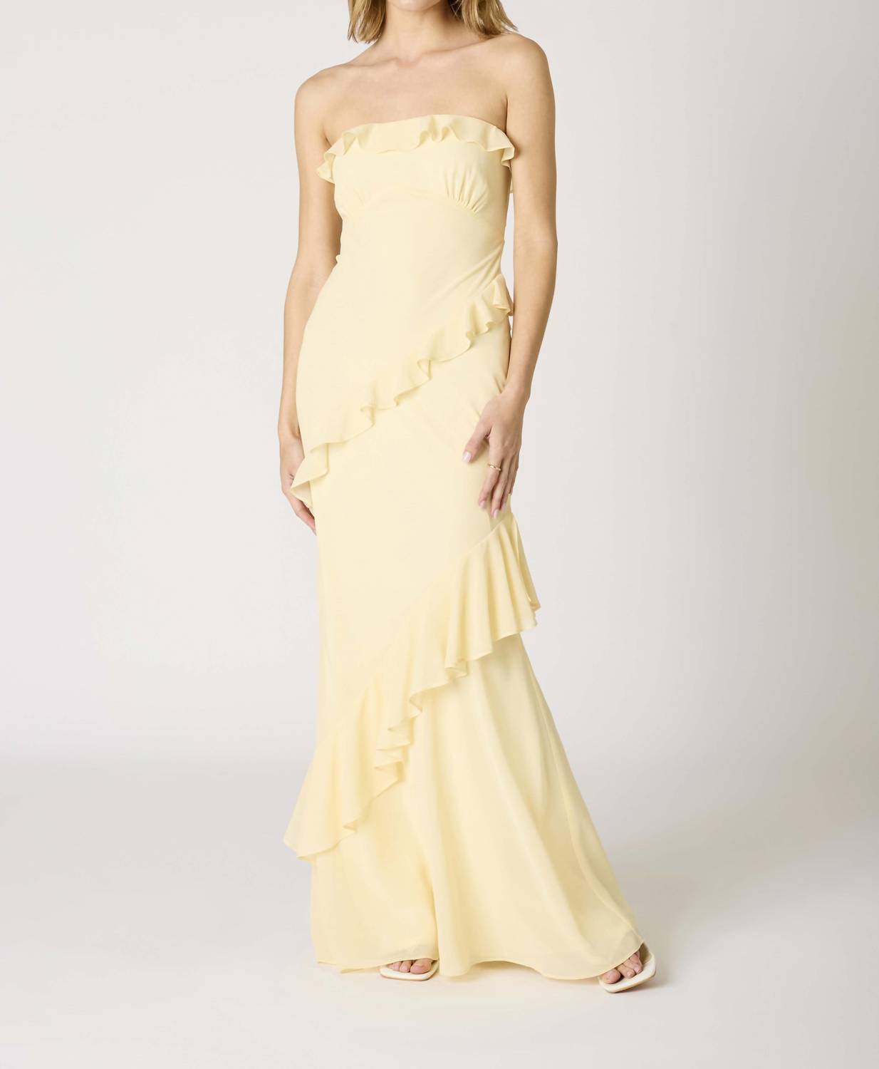 Cotton Candy La - Strapless Ruffle Tiered Maxi Dress