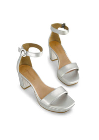 BERNARDO Women's Carla Platform Sandal in silver antique calf - women's sandal - alternate view