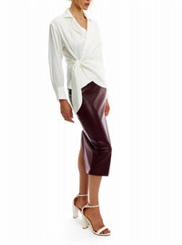 LBLC THE LABEL Eddie Faux Leather Skirt in burgundy - women's skirt - view 4
