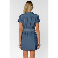 Velvet Heart Fonda Mini Dress in denim blue - women's dress - detail view
