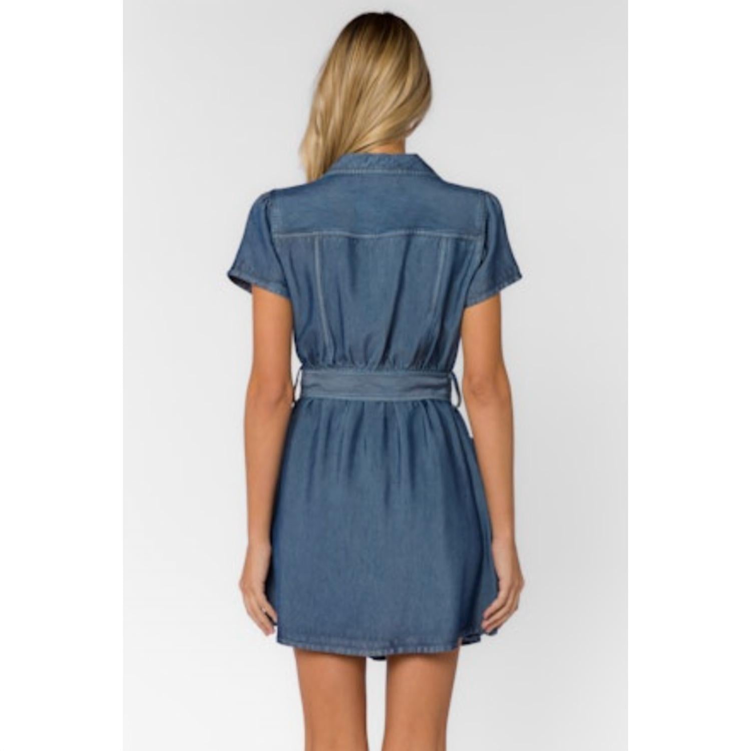Velvet Heart Fonda Mini Dress in denim blue - women's dress - detail view
