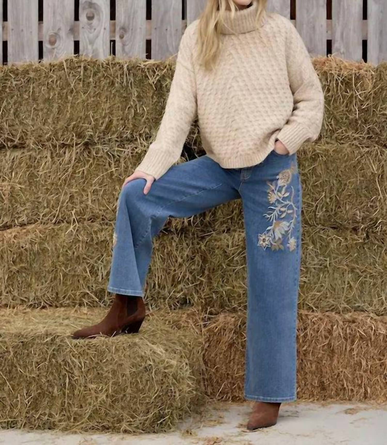 Charlie B - Cowl Neck Diagonal Cable Sweater