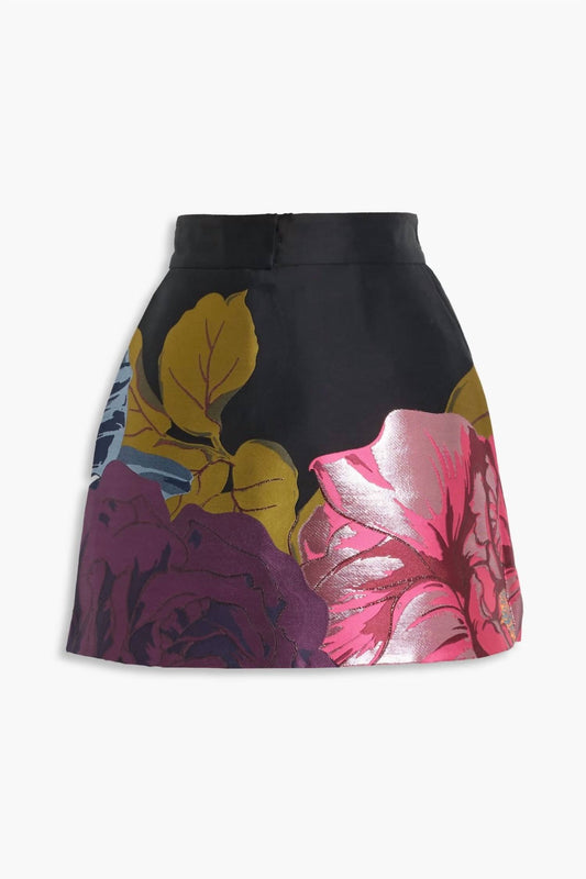 Valentino - Metallic Floral Jacquard Skort