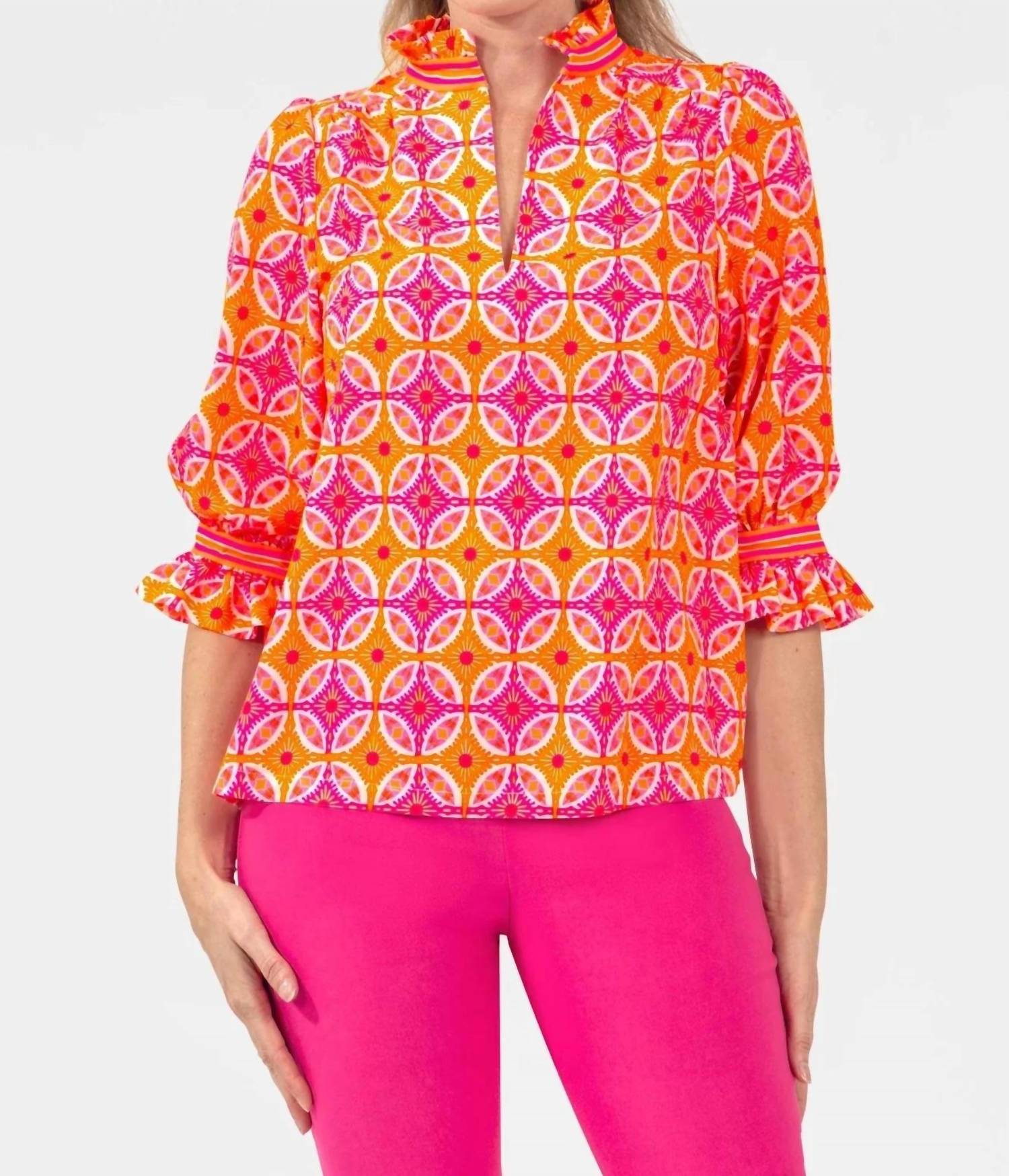 Gretchen Scott - Smell The Roses Ruffleneck Tunic