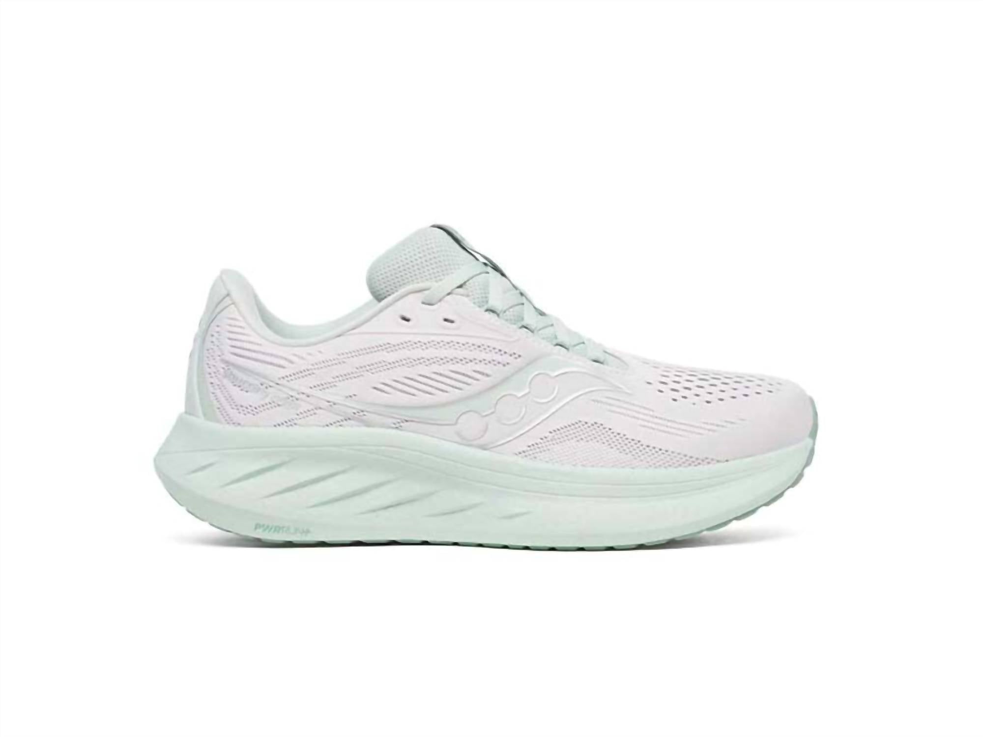 SAUCONY Women's Ride 18 Running Shoes in fog mist 1 - women's shoe