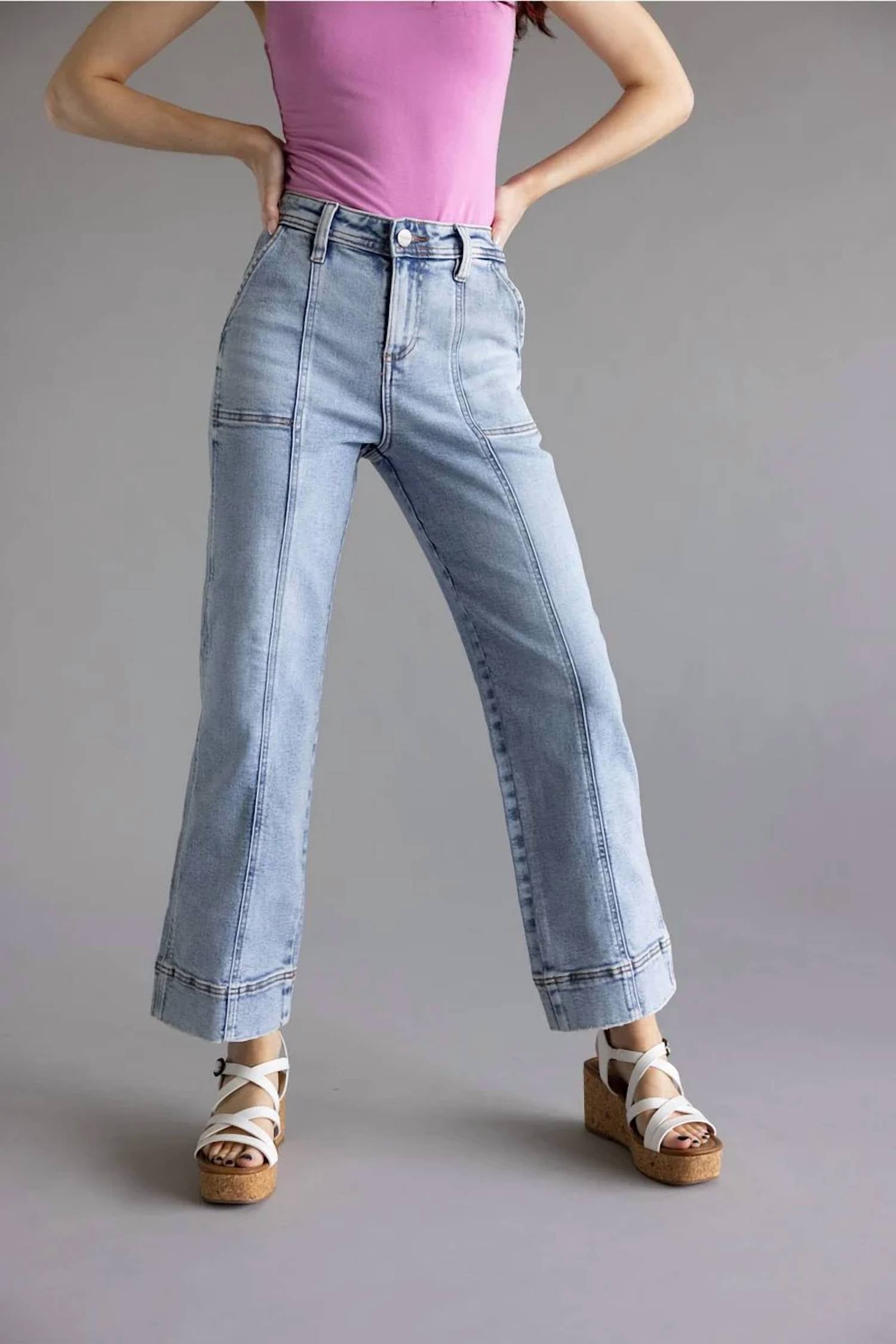 Risen - High Rise Crop Straight Leg Jeans