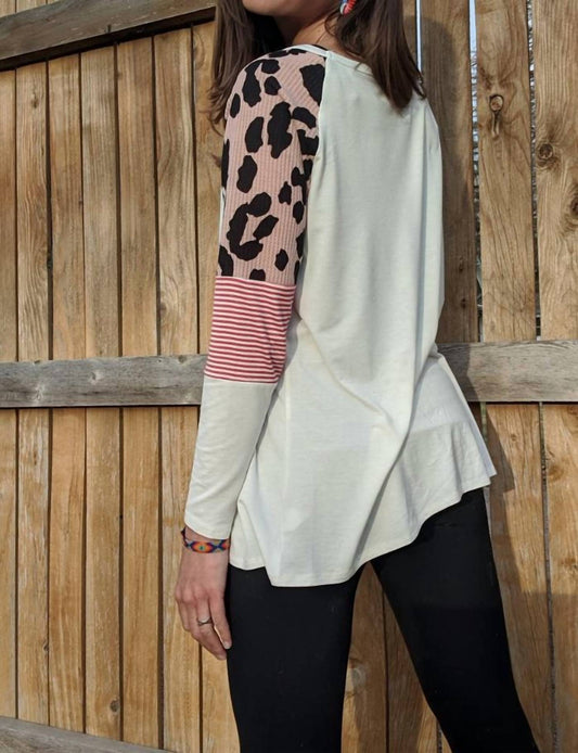 Haptics - Long Sleeve Leopard Color Block