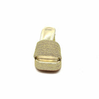 Exe - Women's Metallic Braided Block Heel Mule