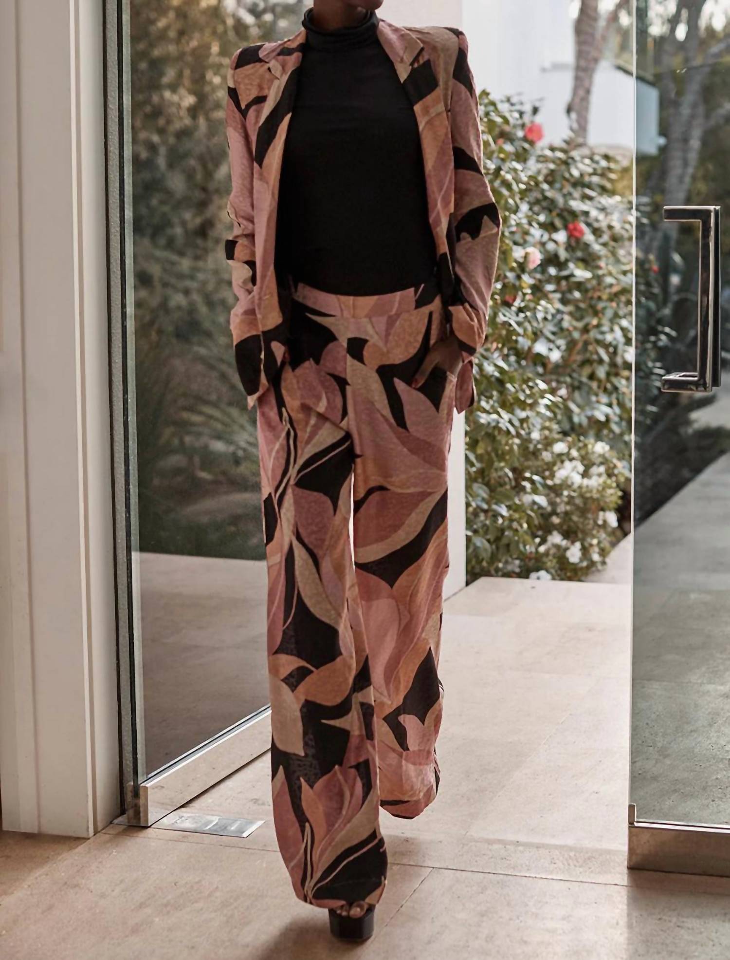 Misa Los Angeles Cher Pants in moody abstract flora jacquard - women's pants - view 5