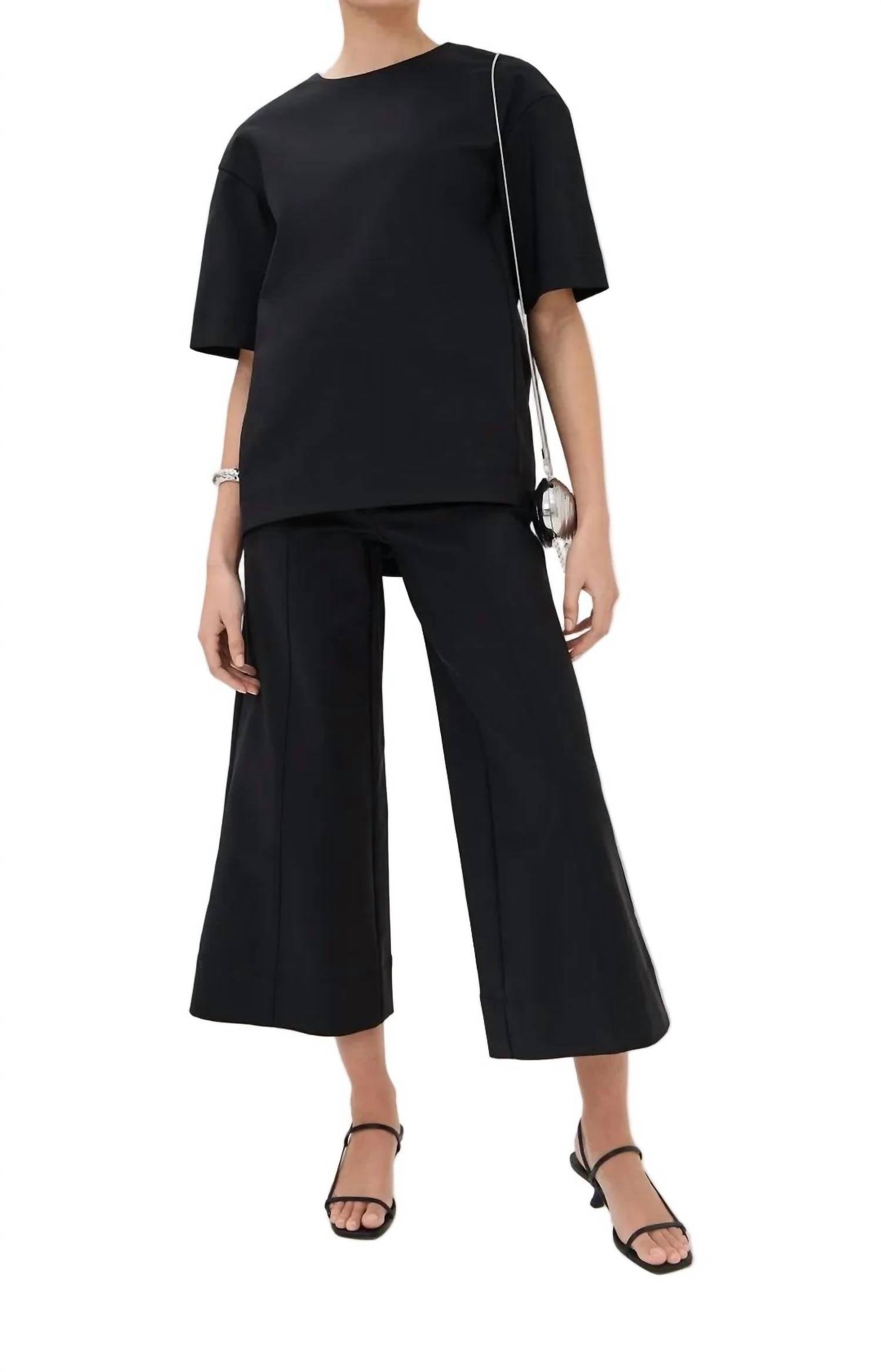 JONATHAN SIMKHAI Cropped Wide Leg Trouser Pants in black - women's pants - alternate view