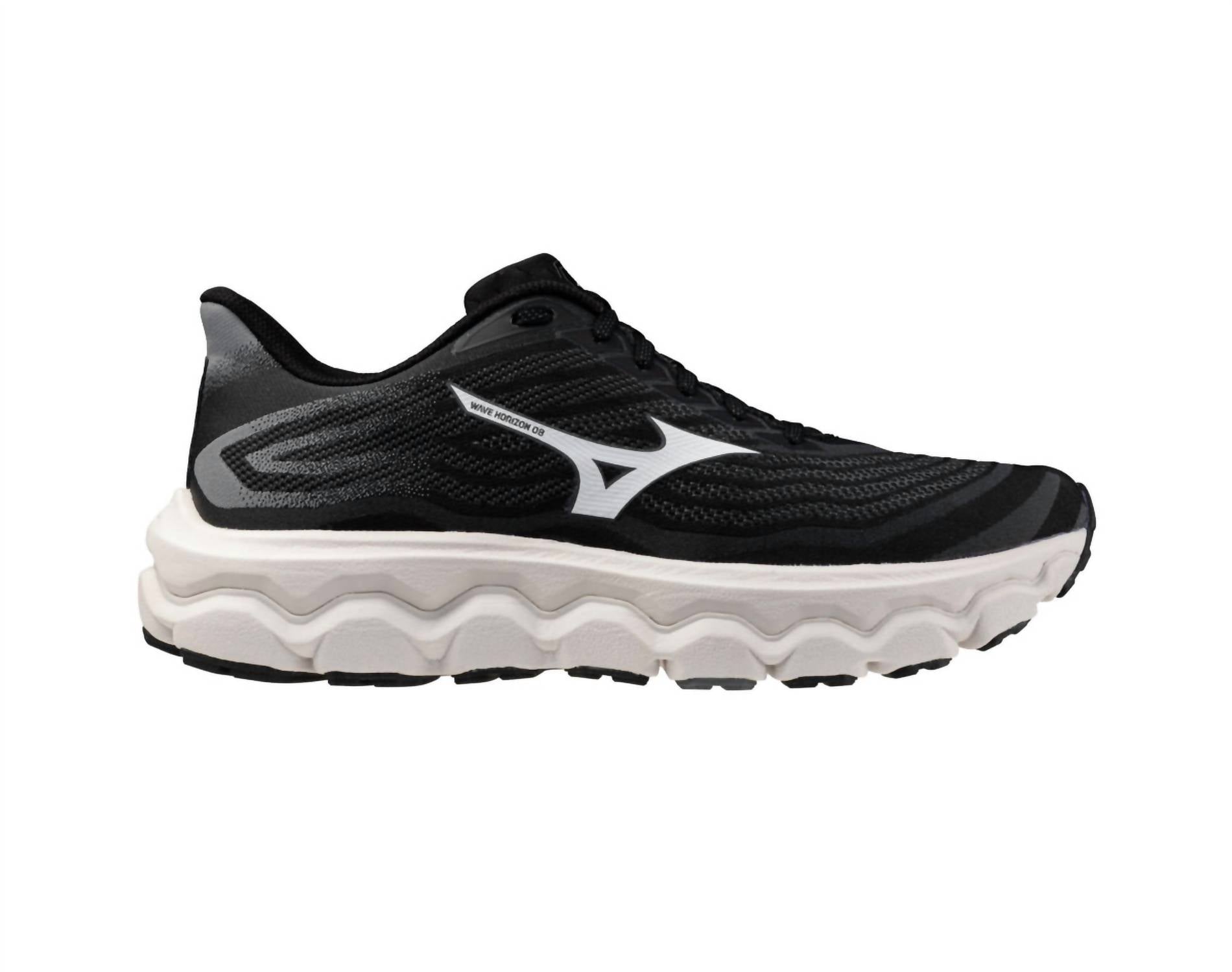 MIZUNO Men's Wave Horizon 8 Shoe in black white 2 - men's sneaker