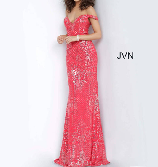 Jovani - Off the Shoulder Fitted Prom Dress