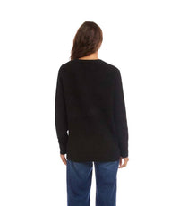 Karen Kane Hartley Heart Jacquard Sweater in black and cream - women's sweater - detail view