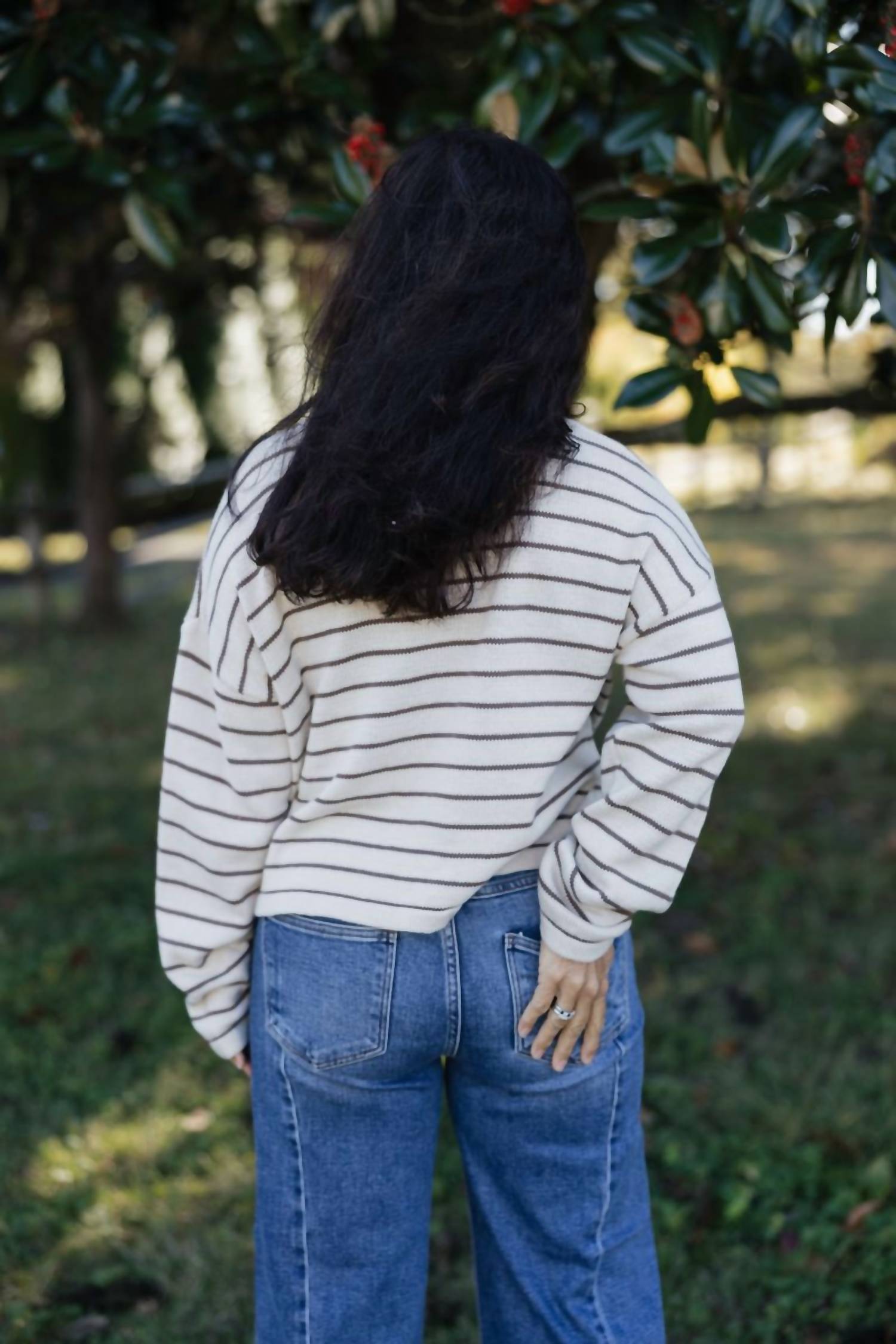 Wishlist - Striped Drop Shoulder Sweater Top