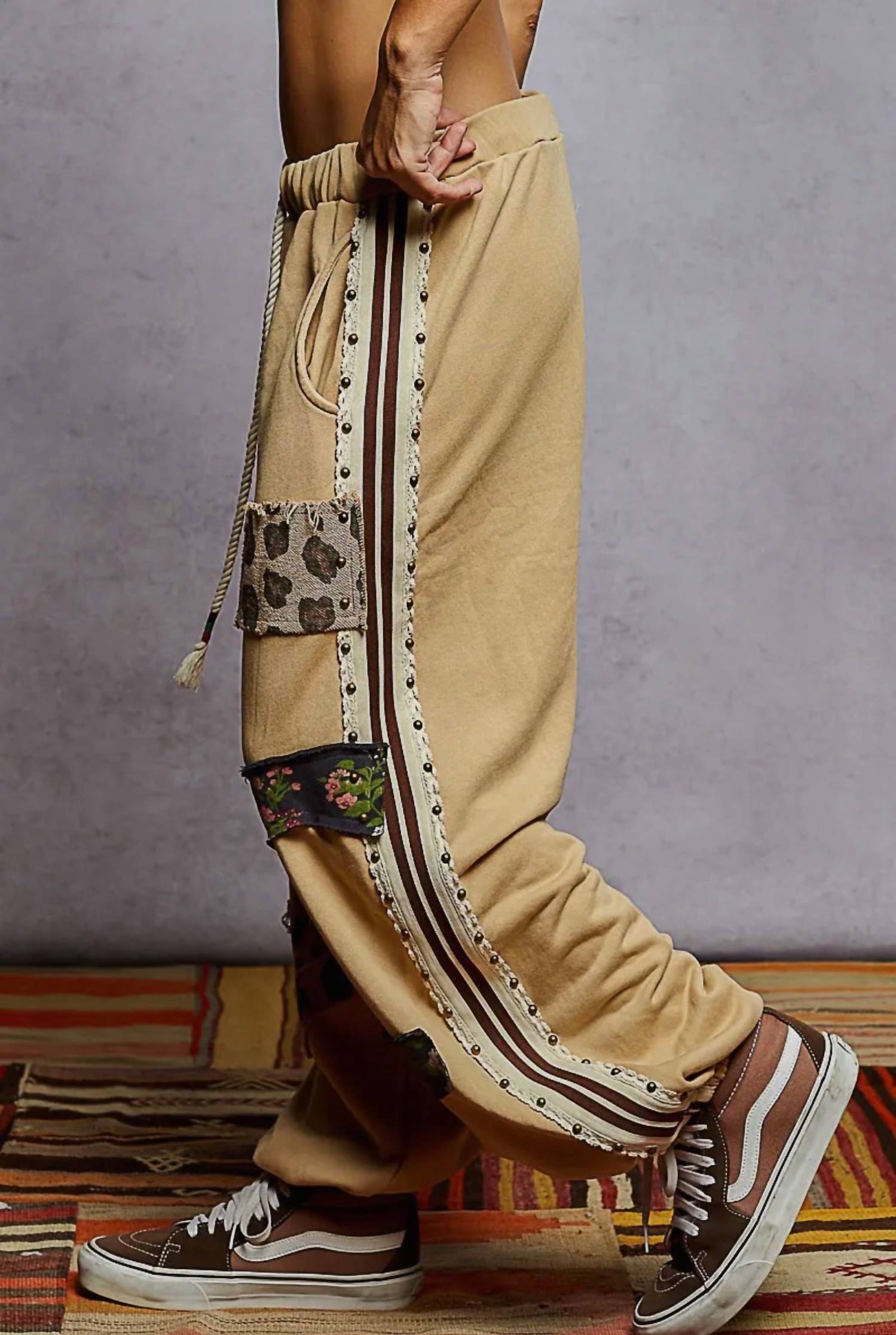 Pol - French Terry Striped Elastic Side Studded Jacket And Jogger Set