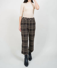 LISETTE Plaid Wide Crop Pant in chocolate - women's pants